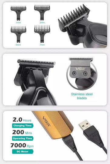 VGR Professionelles Set Wiederaufladbar Haarschneidemaschine Gold V-921