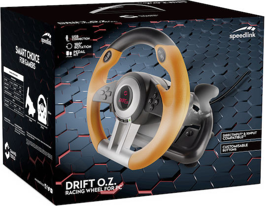SpeedLink Drift O.Z. Racing Wheel Τιμονιέρα με Μοχλό Ταχυτήτων και Πετάλια για PC με 180° Περιστροφής