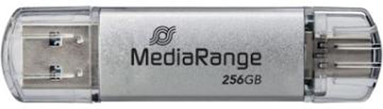 MediaRange 256GB USB 3.2 Stick με σύνδεση USB-A & USB-C Ασημί