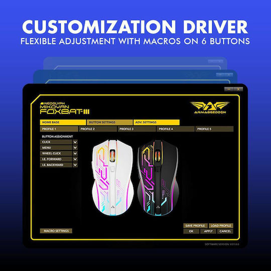 Armaggeddon Mikoyan Foxbat-III Wireless RGB Gaming Mouse Cyberpunk White
