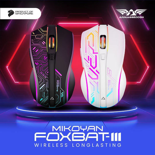 Armaggeddon Mikoyan Foxbat-III Wireless RGB Gaming Mouse Cyberpunk White