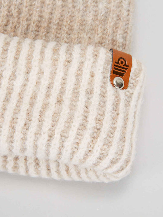 Beanie Unisex Beanie Knitted in Beige color
