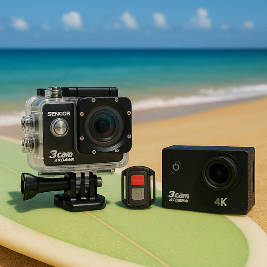 Sencor 3CAM 4K04WR Action Camera 4K Ultra HD Υποβρύχια (με Θήκη) με Οθόνη 2" και Wi-Fi Μαύρη