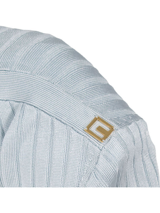 Damen Langarm Pullover mit V-Ausschnitt Light Blue