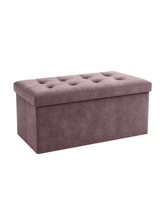 Collapsible Bench Stool with Storage Space Upholstered with Gray Velvet 76x38x38cm