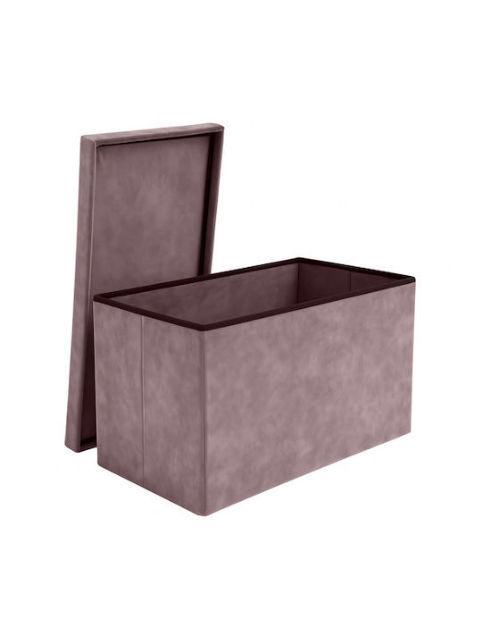 Collapsible Bench Stool with Storage Space Upholstered with Gray Velvet 76x38x38cm