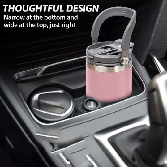Uncle George Glass Thermos Stainless Steel / Aluminum BPA Free 900ml Mouthpiece Straw Pink with Mouthpiece and Straw