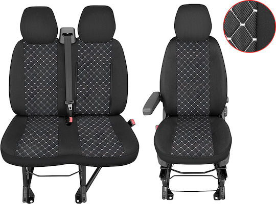 2+1 Car Seat Covers Peugeot Boxer 2015+ White Stitch