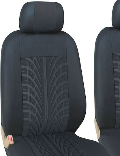 2 + 1 Upholstery Bus Van Tread Pattern Textile Black 5 Pieces