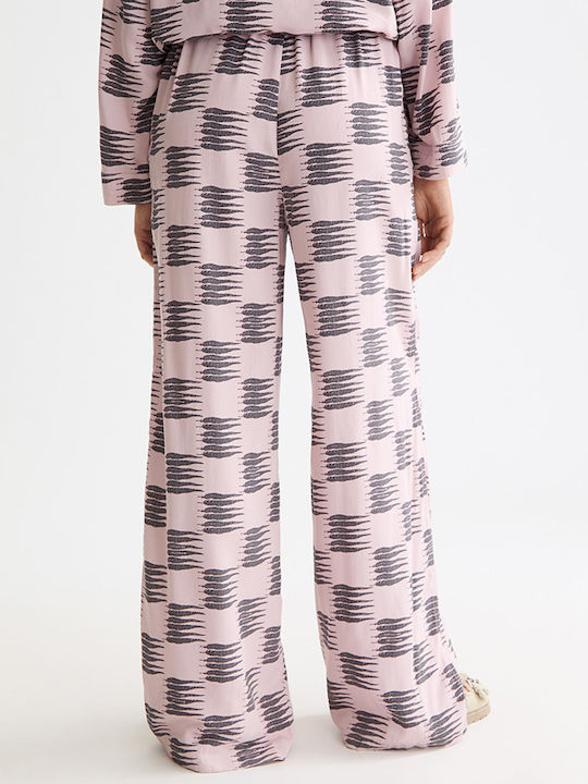 Scotch & Soda Eleni Women's High-waisted Fabric Trousers Bell with Elastic Pink