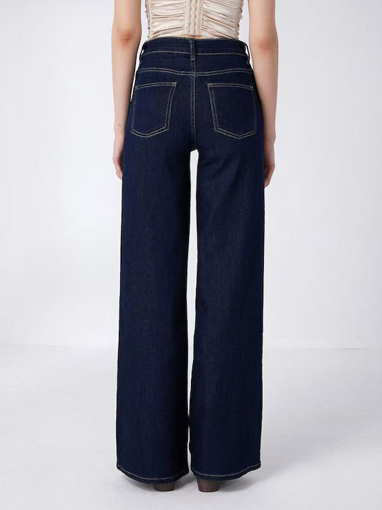 High Waist Women's Jean Trousers Flared Dark Blue