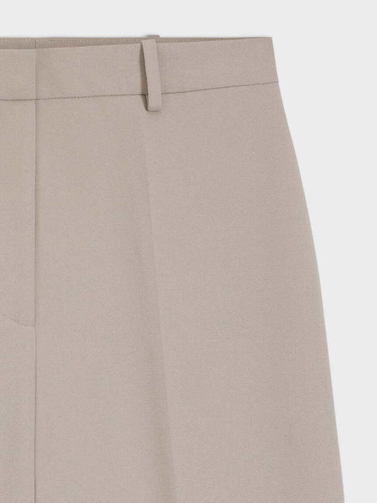 Hasmina Damen Hoch tailliert Stoff Hose Beige
