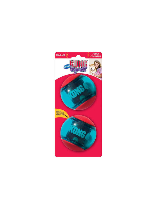 Kong Squeez Action Ball Dog Chewing Toy Rubber With Sound Medium 8.5cm Red 3pcs
