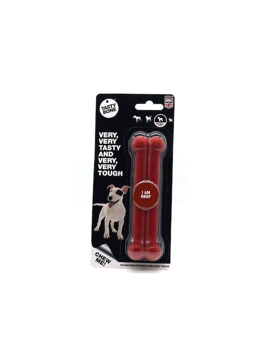 Tasty Bone Beef Nylon Knochenspielzeug Hund mit Geschmack Rindfleisch Klein 15εκ. Rot 1Stück