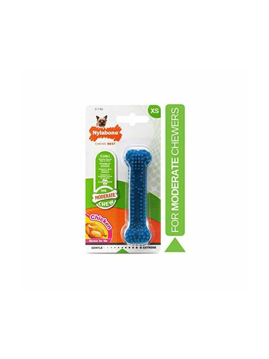 Nylabone Moderate Dental Chew Πλαστικό Παιχνίδι Κόκκαλο Σκύλου Μασητικό με Γεύση Κοτόπουλο XSmall Μπλε 1τμχ