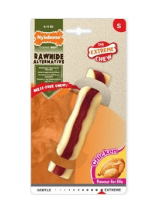 Nylabone Extreme Rawhide Roll Bone Toy Dog Chewable with Flavor Chicken Small 1pcs