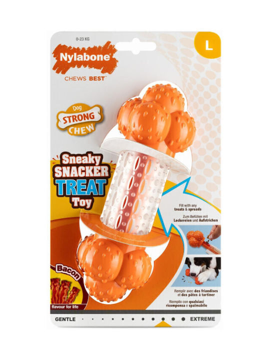 Nylabone Παιχνίδι Κόκκαλο για Κουτάβι Μασητικό από Καουτσούκ με Γεύση Μπέικον Medium Πορτοκαλί 1τμχ