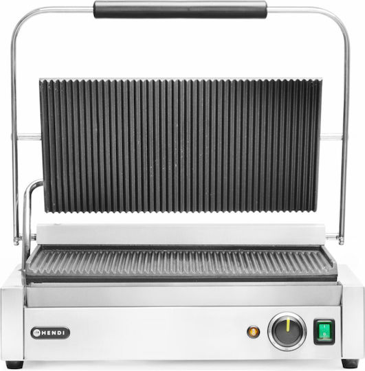 Hendi Commercial Sandwich Maker with Ribbed Top and Ribbed Bottom 2700W