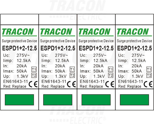 Tracon Electric Blitzschutztafel Typ T1 / T2 Vierpolig