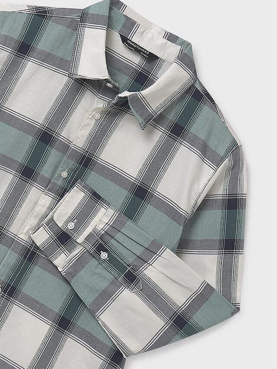 Kids Checked Shirt Long Sleeve Green