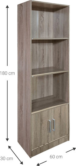 Βιβλιοθήκη Eliot 3s Καφέ 60x30x180εκ.
