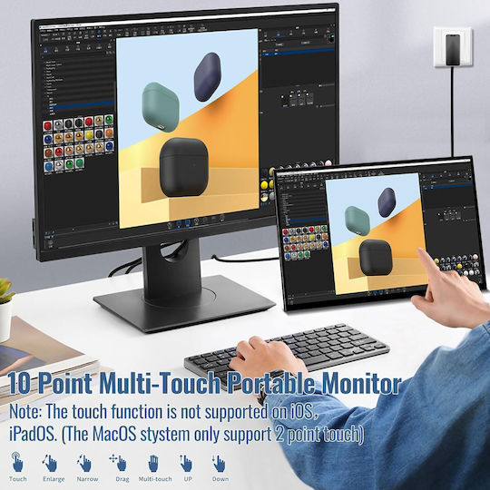 Prechen X001Y3P0DR IPS HDR Touch Tragbarer Monitor 18.5" FHD 1920x1080