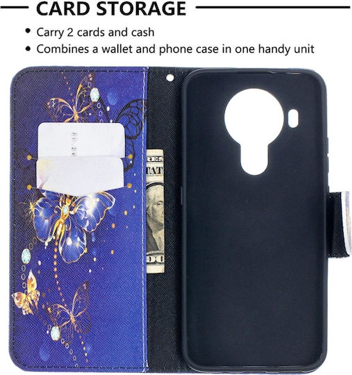 Butterfly Pattern Wallet Μωβ (Nokia 5.4)