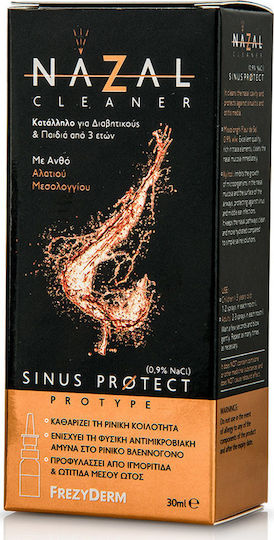 Frezyderm Nazal Cleaner Sinus Protect (0.9% NaCl) για Ιγμορίτιδα από 3 Ετών Ρινικό Σπρέι με Θαλασσινό Νερό για Όλη την Οικογένεια 30ml
