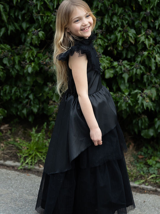 Kids Carnival Costume Witch's Black Gothic Dress