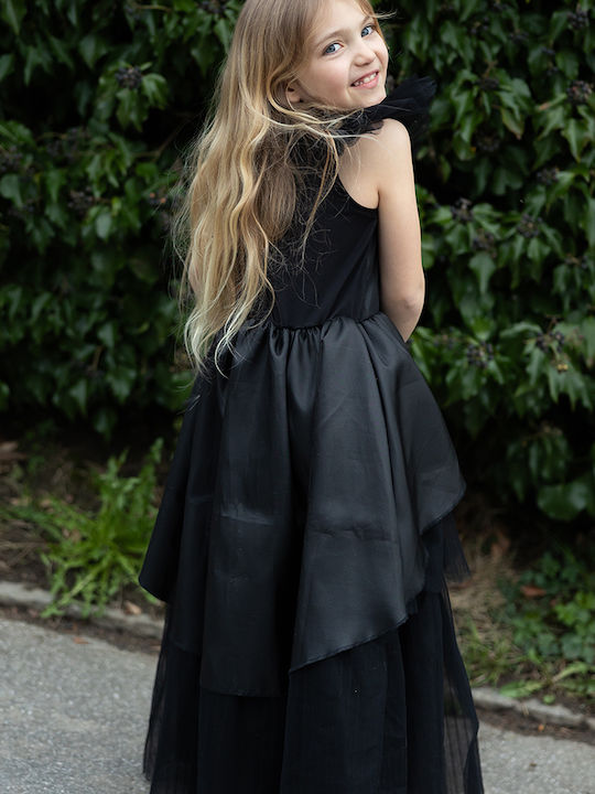 Kids Carnival Costume Witch's Black Gothic Dress