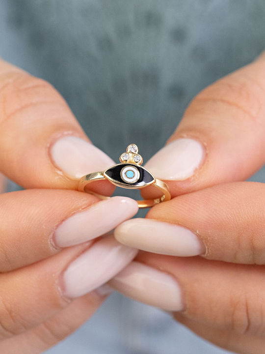 Chevalier Ring with Diamond made of Gold 14K
