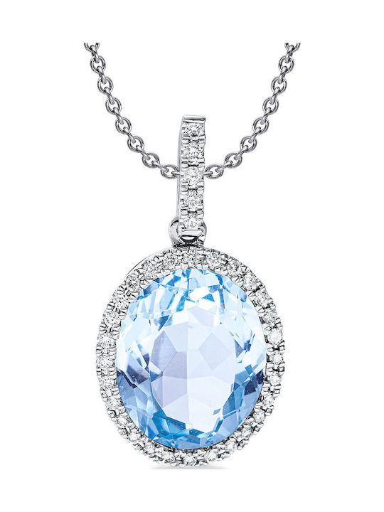 Diamond Group Κολιέ από Λευκόχρυσο 18Κ Μπλε