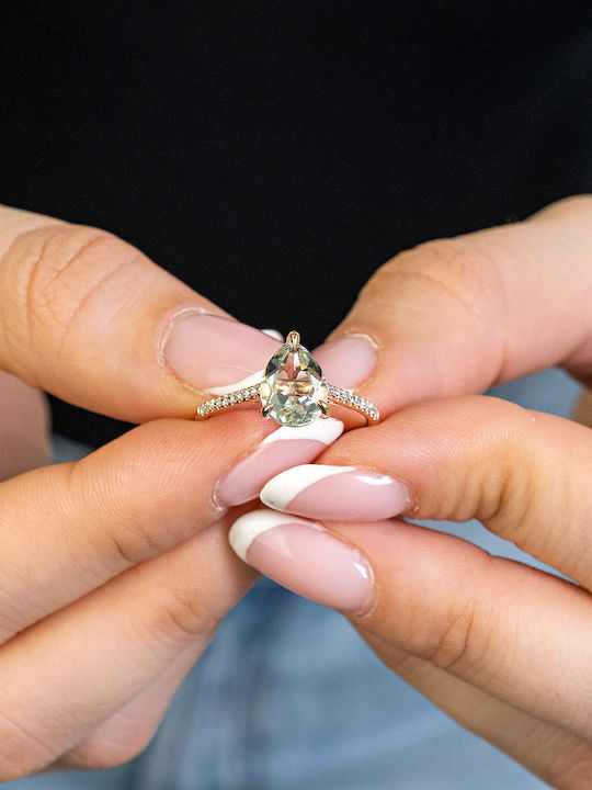 Diamond Group Дамски Пръстен с Диамант от Розово злато 18K