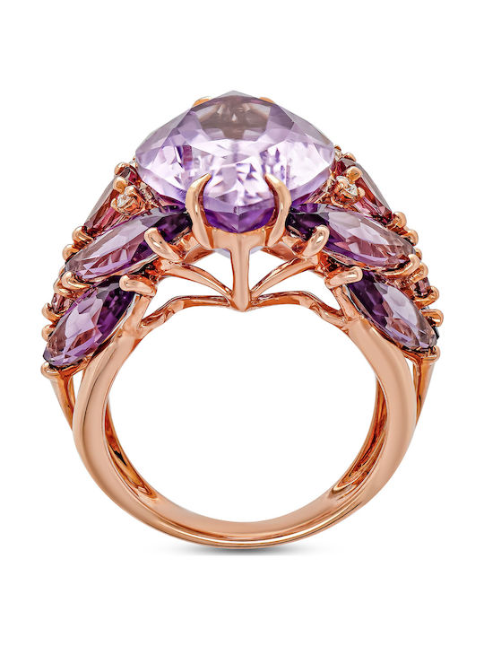 Diamond Group Ring with Diamond made of Rose Gold 18K