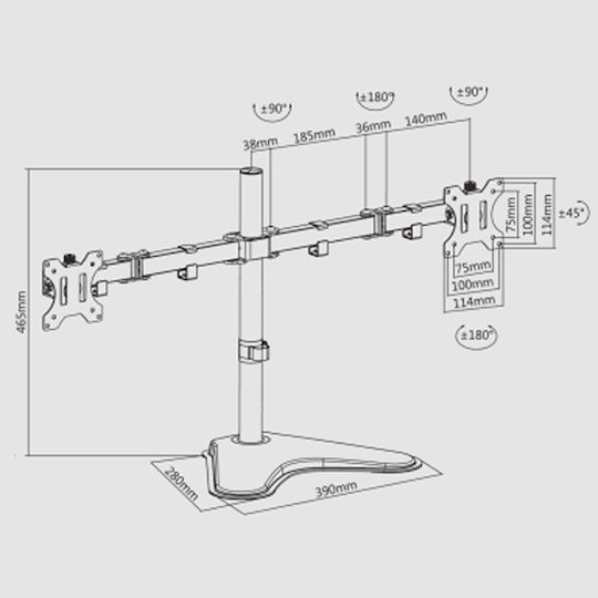 Sbox Desktop Stand for 2 Monitors up to 32" with Arm (LCD-F024-2)