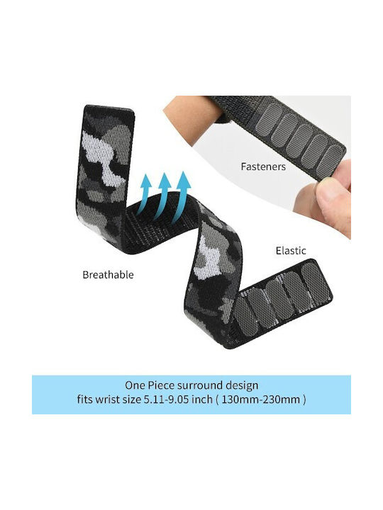 Double Safe Closure Wearable Strap Fabric Black / Grey (Fenix 3 / 5X / 5X Plus / 6X / 6X Pro / 7X / 7X Pro / 8 (51mm))
