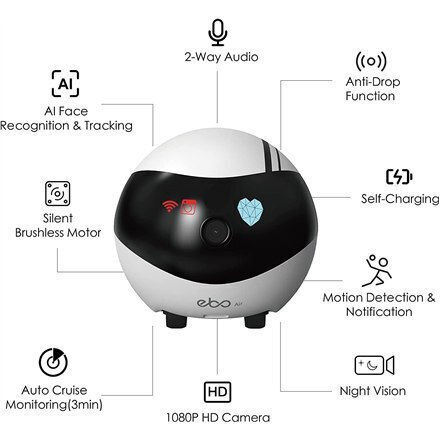 Enabot Ebo Air IP Companion Robot Κάμερα Wi-Fi Full HD 1080p Μπαταρίας με Αμφίδρομη Επικοινωνία
