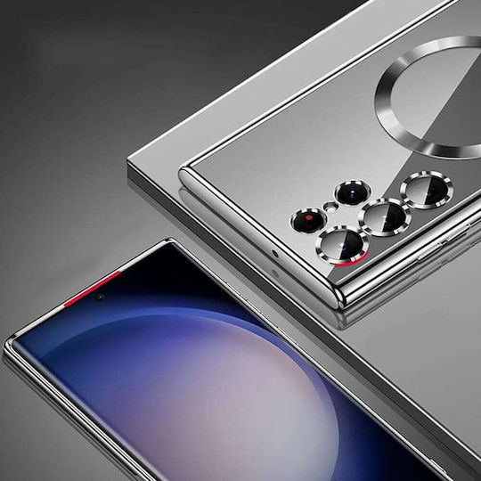 Techsuit Luxury Crystal Umschlag Rückseite Silikon Silber (Samsung Galaxy S25 Ultra - Techsuit)