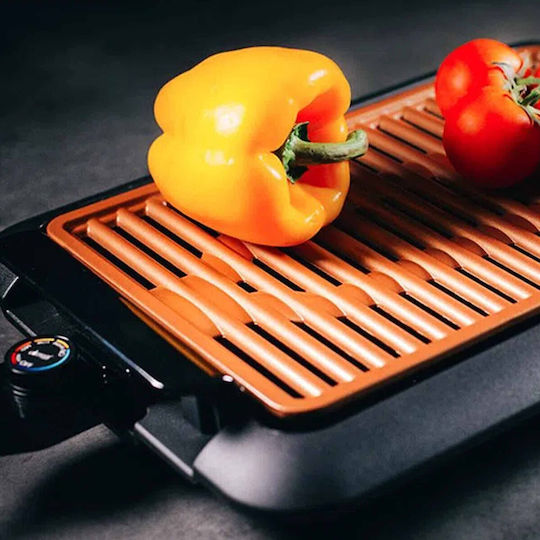 Voltz Tabletop Electric Grill Grill and Ribbed Plate 1250W 36cmx23cmcm