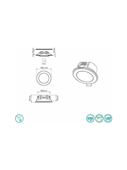Trio Lighting Plastic Recessed Spot with Integrated LED and Warm White Light Silver 1pcs