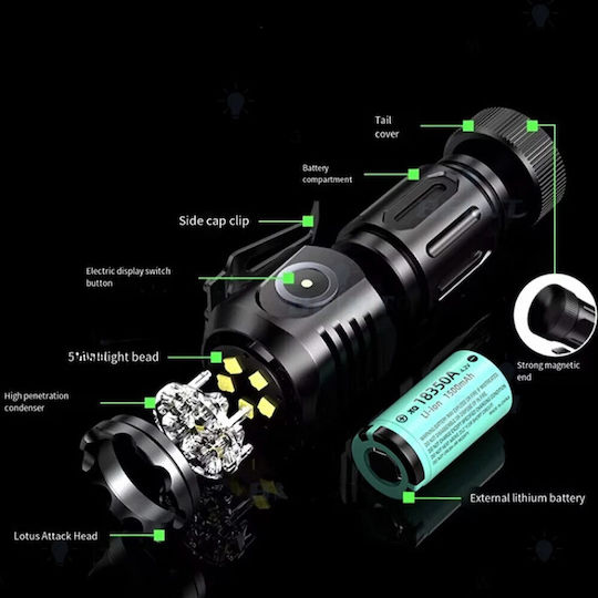 X-Balog Επαναφορτιζόμενος Φακός LED IPX5 με Μέγιστη Φωτεινότητα 10000lm