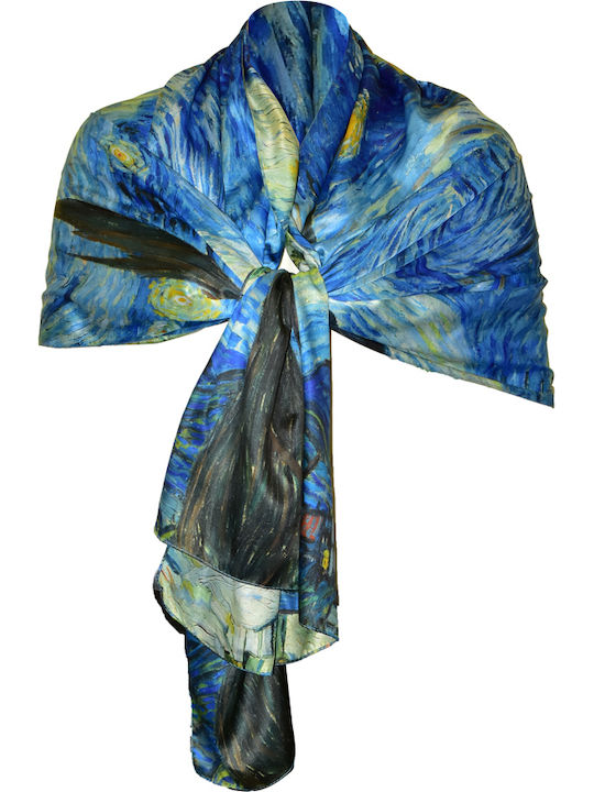Damen Seiden Schal Blau