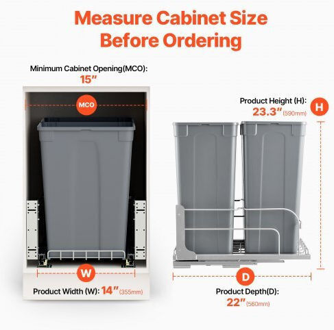 Vevor Plastic Waste Bin Gray