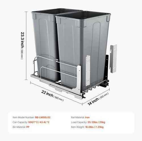 Vevor Plastic Waste Bin Gray