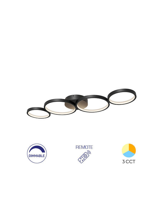 Braytron Πλαφονιέρα Οροφής Μαύρη με Ενσωματωμένο LED και Τηλεχειριστήριο