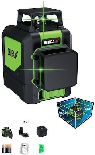 Dedra Αυτορυθμιζόμενο Γραμμικό Αλφάδι Laser Πράσινης Δέσμης 1.5V με Εύρος Εργασίας 30m