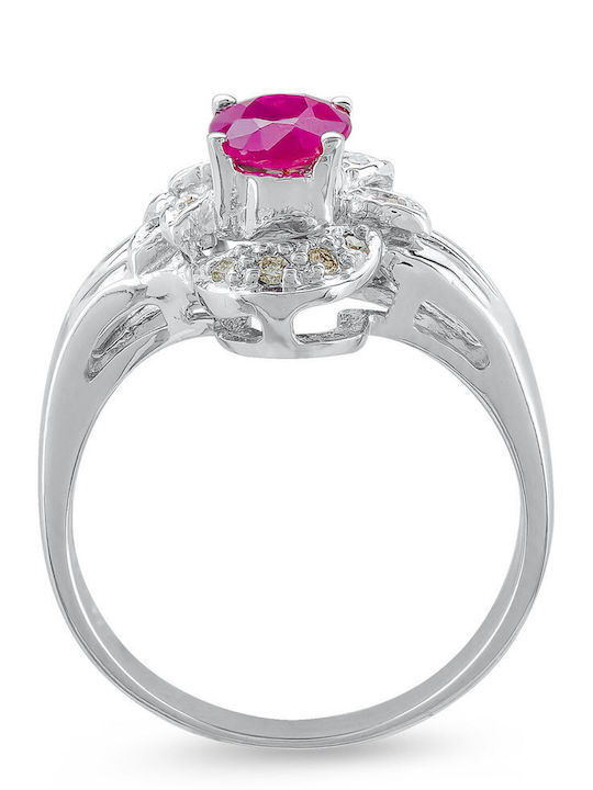 Kiriakos Gofas Ring with Diamond made of White gold 18K