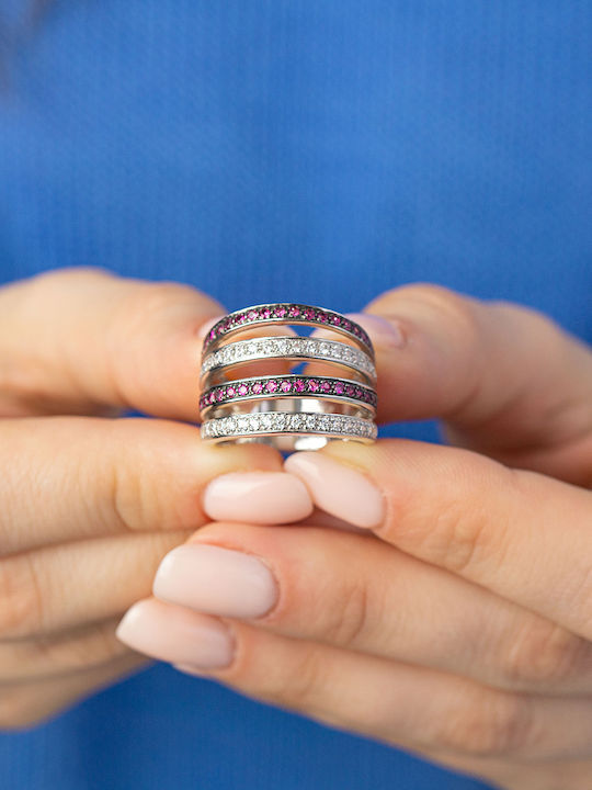 Kiriakos Gofas Damen Ring mit Steinen aus Weißgold 18K
