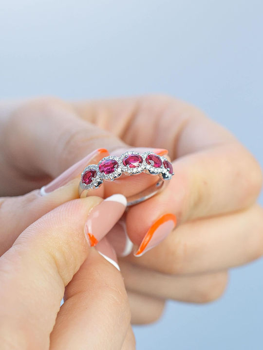 Kiriakos Gofas Ring with Diamond made of White gold 18K