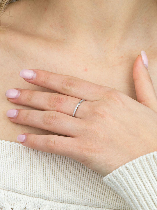 Kiriakos Gofas Дамски Пръстен Половинчат от Бяло злато 14K